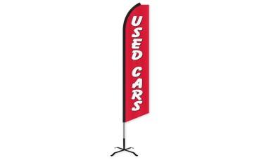 Used Cars (Red & White) Swooper Feather Flag