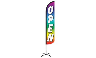 Open Rainbow Wind-Free Feather Flag