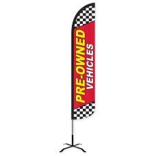 Pre-Owned Vehicles Red Wind-Free Feather Flag