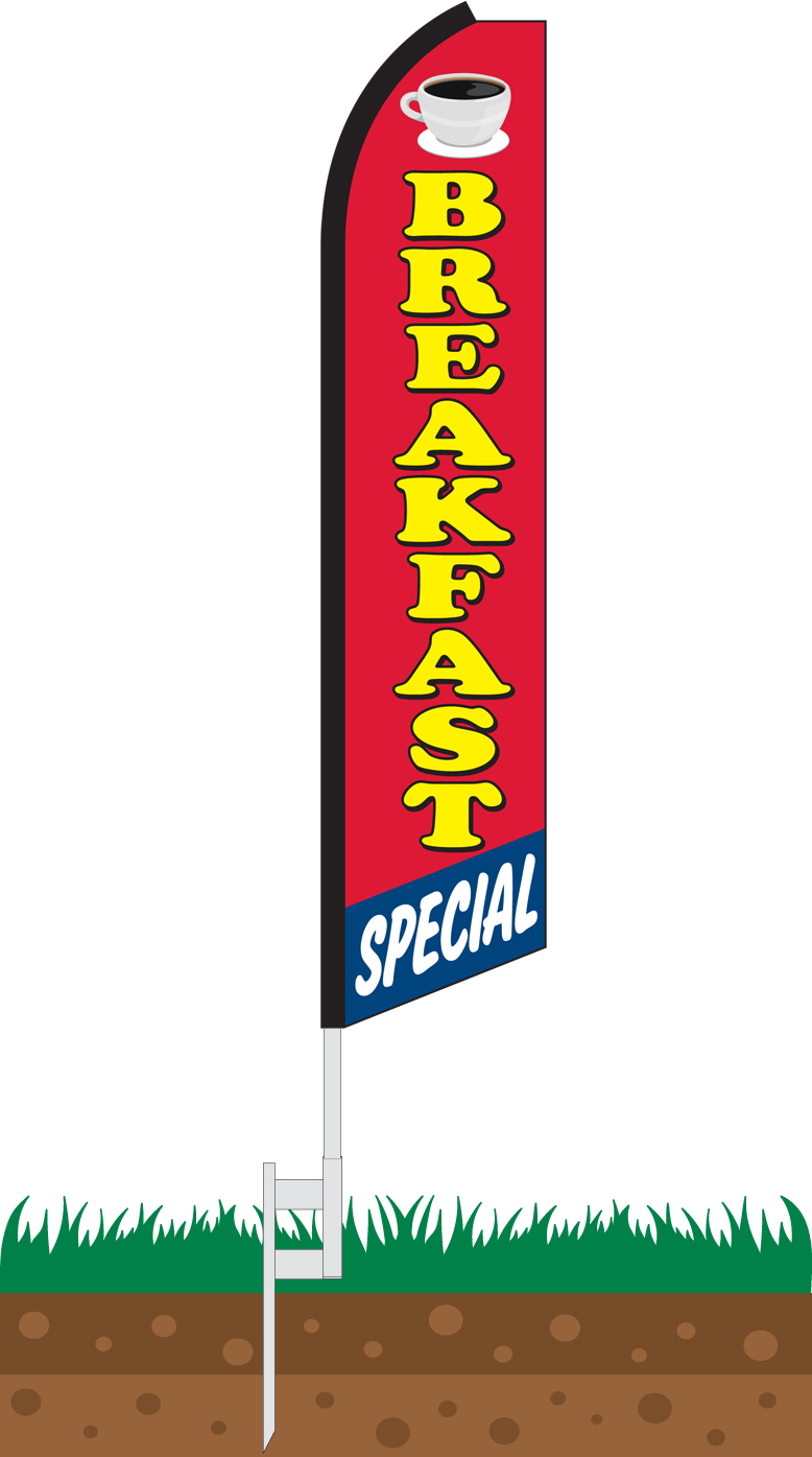 WAFFLES Swooper Flag Breakfast Lunch Food Tall Vertical Feather Bow Banner Sign 