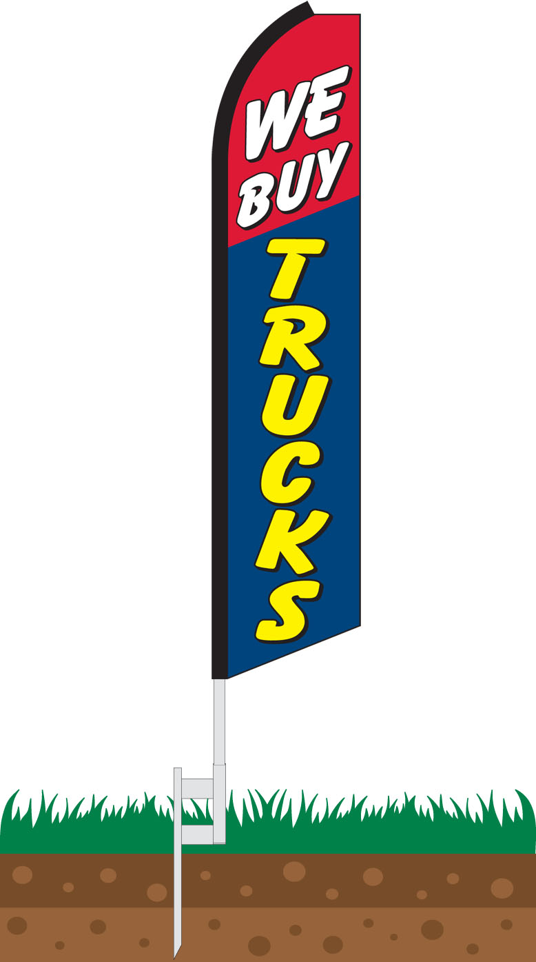 TRUCKS Auto Car Lot Dealer Swooper Banner Feather Flutter Tall Curved Top Flag 
