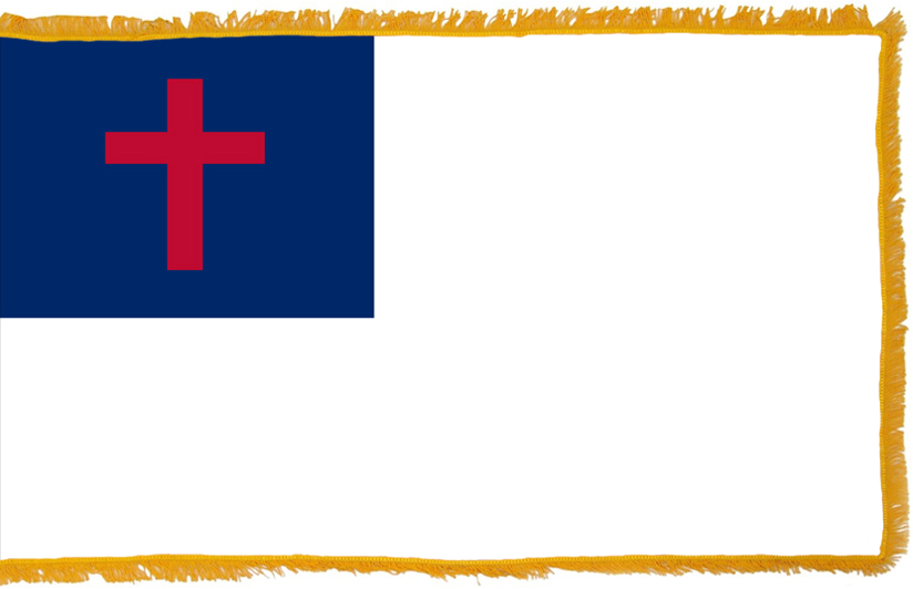 Gold Fringe Christian Flag