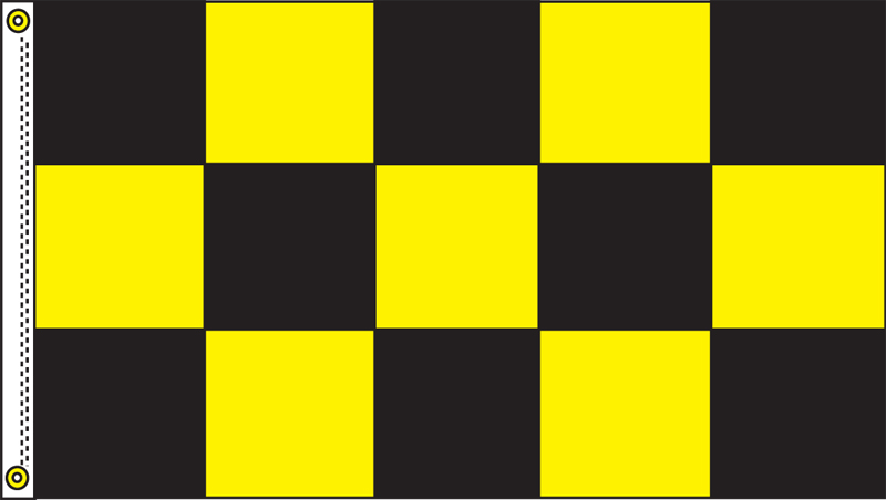 Checkered 5ft x 3ft Black and Yellow Sleeved Flag FREE UK Delivery!